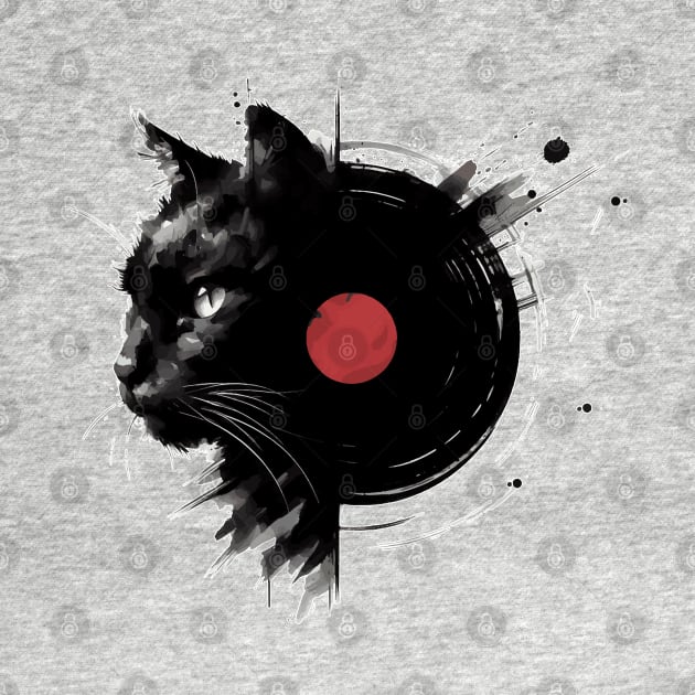 Sumie Art Japanese Brushstroke Black Cat by TomFrontierArt
